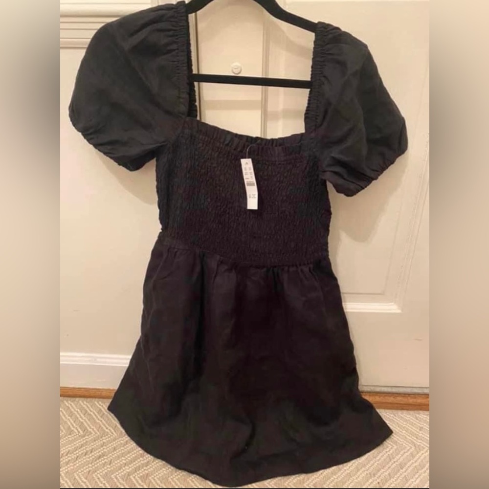 J Crew NWT Black linen dress